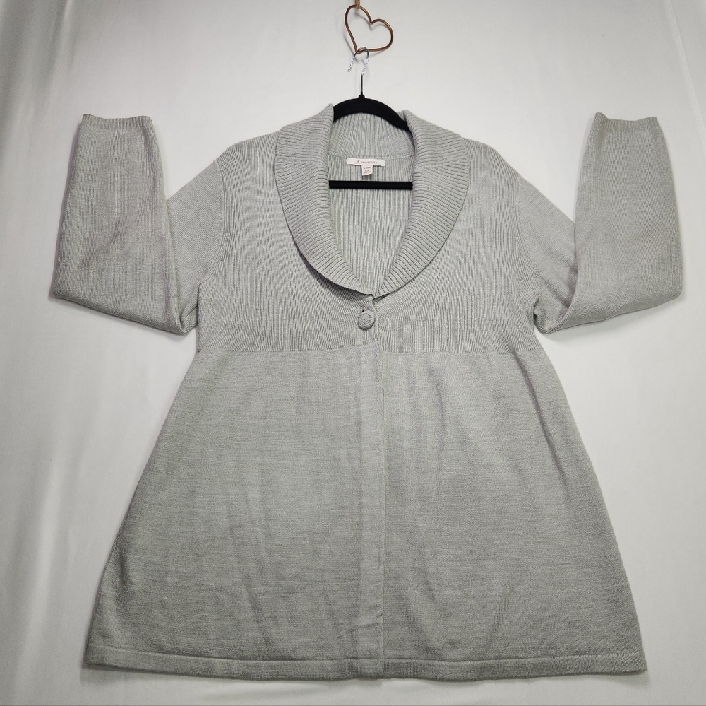 🪴JM Collection Light Gray Cardigan Sweater Size Large
